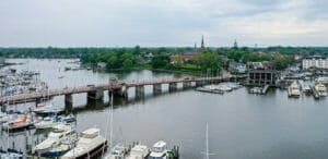 Aerial view of Annapolis harbor in Annapolis, Maryland