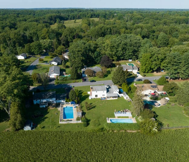 aerial view of Fallston houses and landscape
