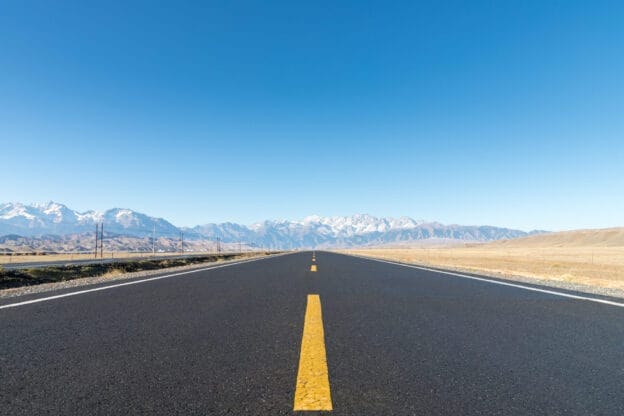 long open road in the desert